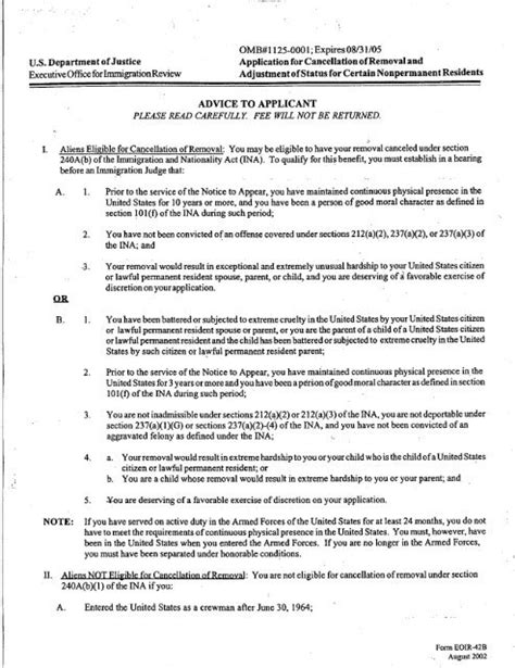 cancellation of removal|cancellation of removal eoir 42b.
